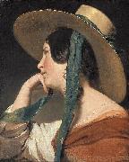 Friedrich von Amerling Maiden with a Straw Hat oil painting on canvas